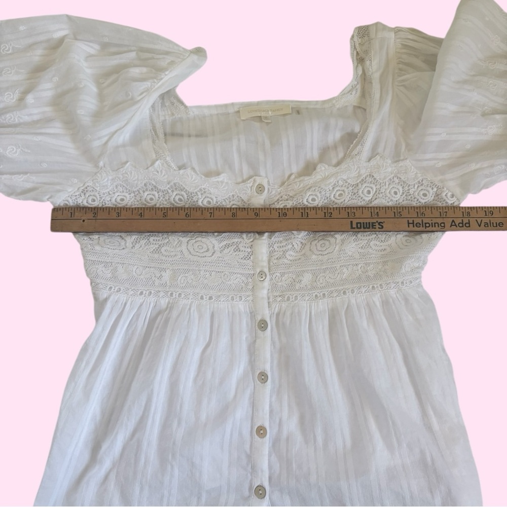 LoveShackFancy MEDIUM Anorette White Lace Blouse Milkmaid Romantic Cottagecore - Picture 4 of 7